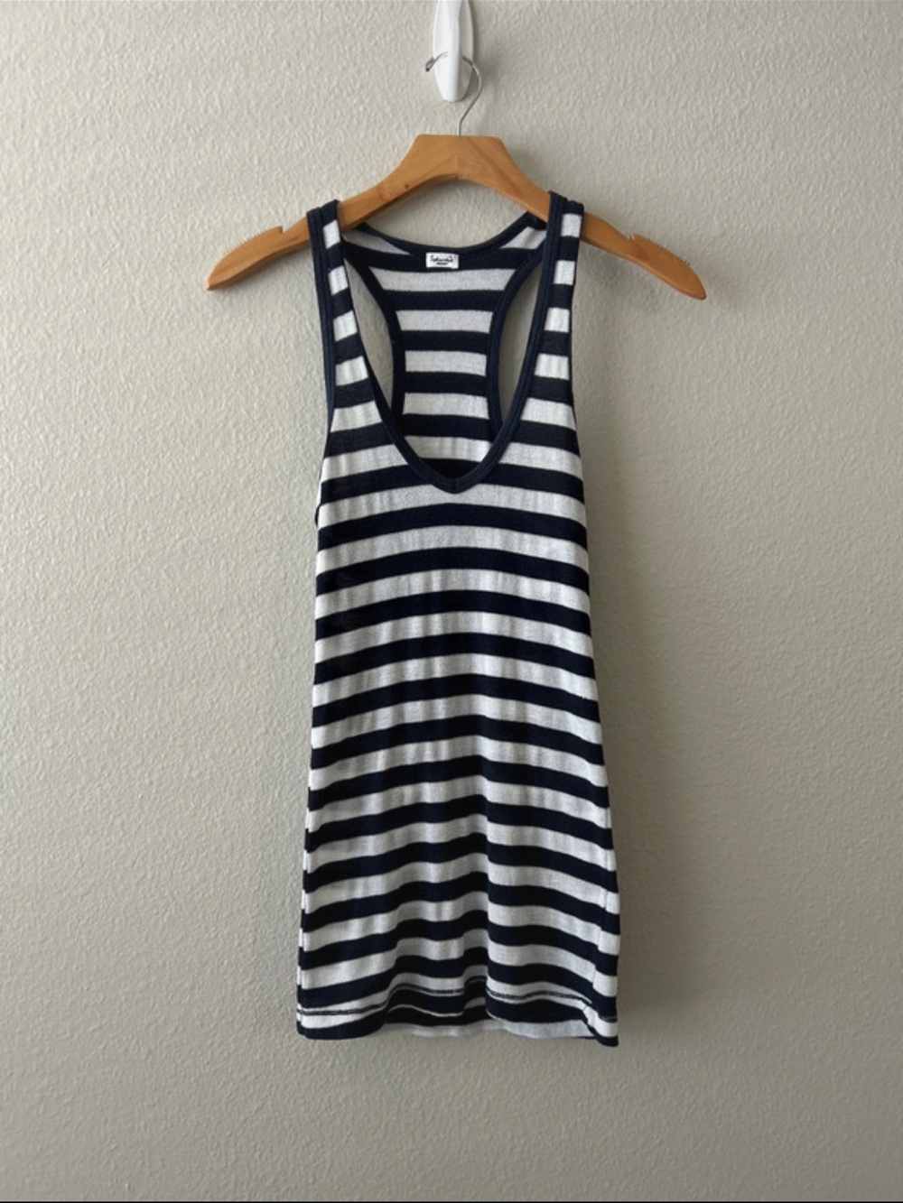 Splendid Striped Navy & White Tank Top - Casual Racerback